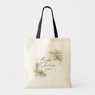Bridal shower favour pampas eucalyptus elegant tote bag