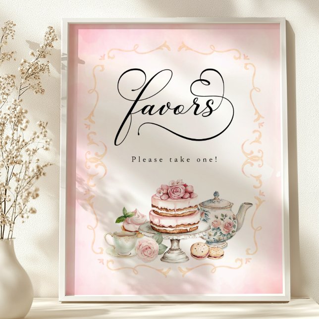Bridal Shower Favour Sign – Tea Party Theme (Favors Table Sign)