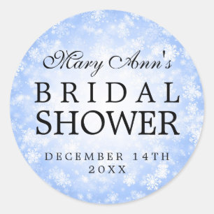 Bridal Shower Favour Tag Blue Winter Wonderland