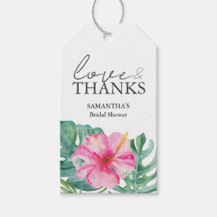 Bridal Shower Favour Tags Watercolor Pink Flowers