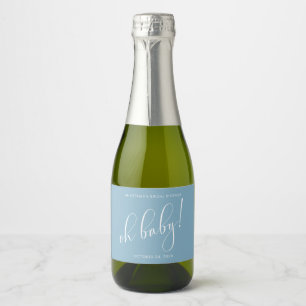 Bridal Shower Favours Minimalistic Baby Blue Sparkling Wine Label