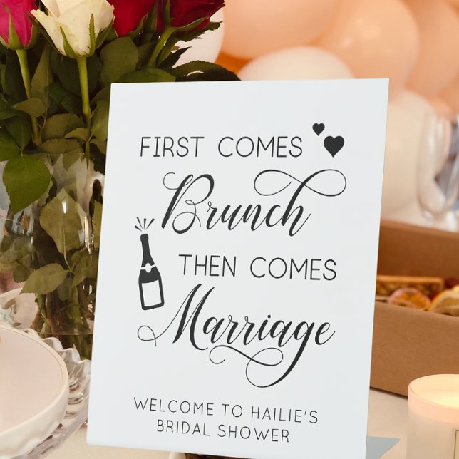 Bridal Shower First Comes Brunch Pedestal Sign (Creator Uploaded)