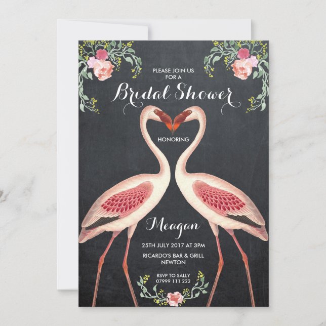 Bridal Shower flamingo invitation chalkboard (Front)