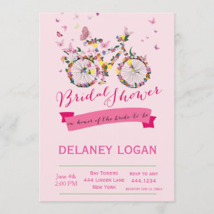 Bridal Shower Floral Bicycle Invitation