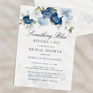 Bridal Shower Floral Dusty Blue Script Invitation