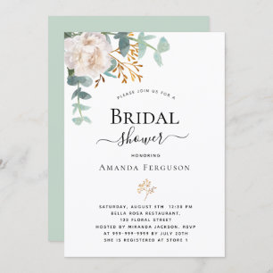 Bridal Shower floral eucalyptus greenery modern Invitation