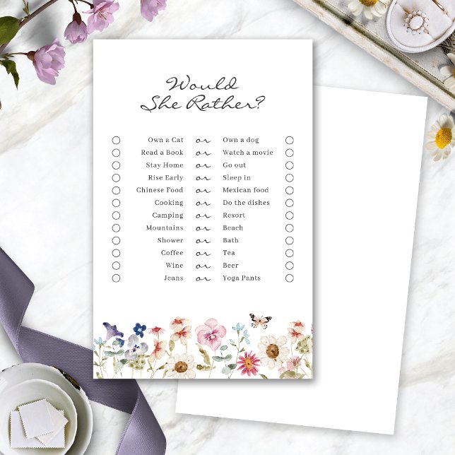Bridal Shower Floral Game (Bridal Shower Floral Would She Rather Game by Painted Paperie
)