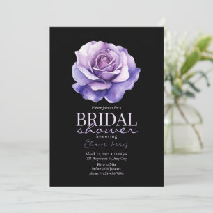 Bridal Shower Floral Invitation, Minimalist Purple Invitation