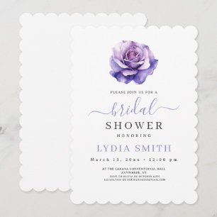 Bridal Shower Floral Invitation, Minimalist Purple Invitation