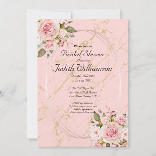 Bridal Shower Floral Pink Flat Announcement Card