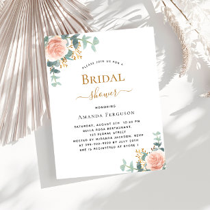 Bridal Shower floral rose gold budget invitation