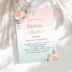 Bridal Shower floral rose gold greenery Invitation Postcard