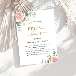 Bridal Shower floral rose gold greenery luxury Invitation