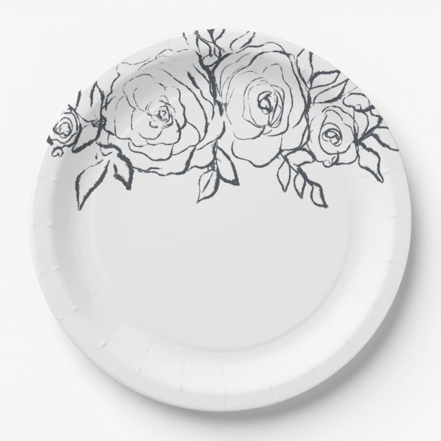 Bridal shower, floral, Tableware Paper Plate (Front)