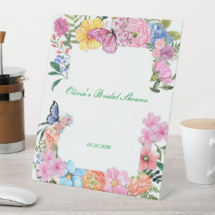 bridal shower floral welcome sign