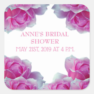 Bridal Shower Flower Magic Square Sticker