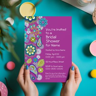 Bridal Shower - Fun Floral Pattern - magenta Invitation