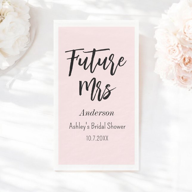 Bridal Shower Future Mrs Blush Pink  Napkin (Creator Uploaded)
