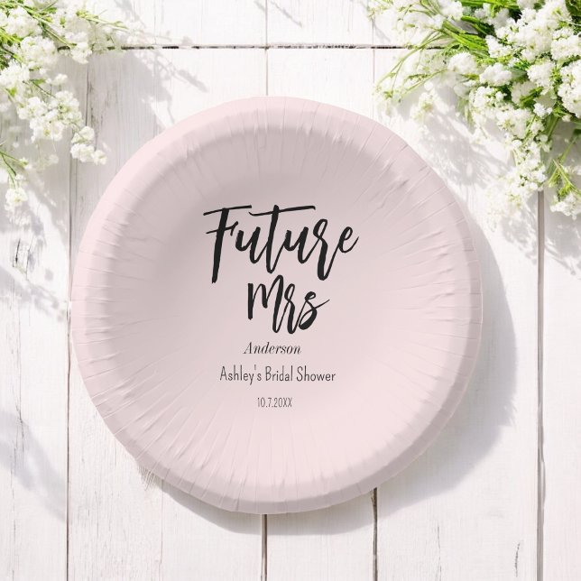 Bridal Shower Future Mrs Blush Pink  Paper Plate (Creator Uploaded)