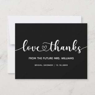 Bridal Shower Future Mrs Trendy Chic Stylish Heart Thank You Card