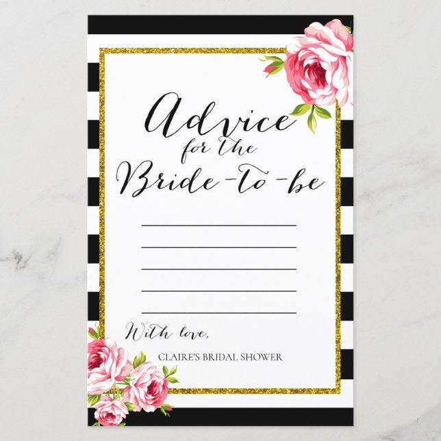 Bridal Shower Game - Advice for Bride (Front)