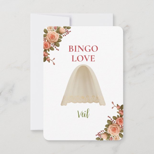 Bridal Shower Game Bingo Card – Veil (Front)