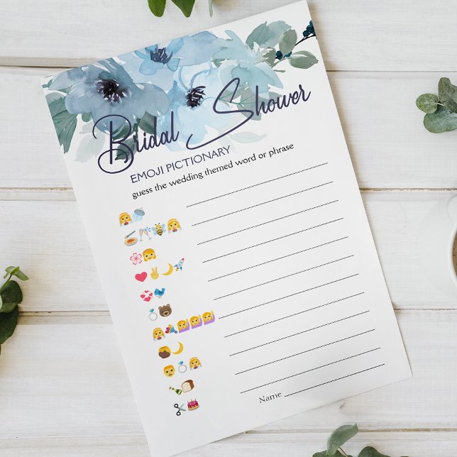 Bridal Shower Game Emoji Pictionary Blue Roses (Creator Uploaded)