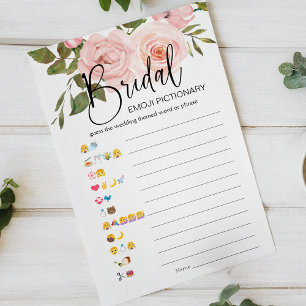 Bridal Shower Game Emoji Pictionary Pink Roses