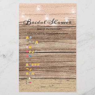 Bridal Shower Game Emoji Pictionary Rustic Wood