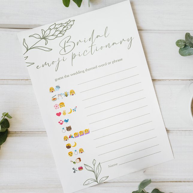 Bridal Shower Game Emoji Pictionary Sage Boho (Creator Uploaded)