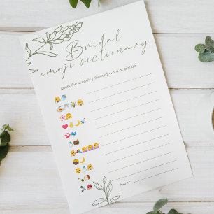 Bridal Shower Game Emoji Pictionary Sage Boho