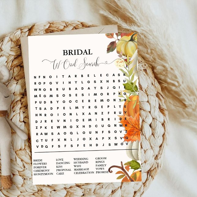 Bridal shower game fall pumpkin word search game (Creator Uploaded)