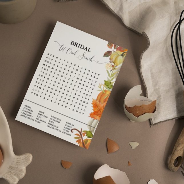 Bridal shower game fall pumpkin word search game announcement (Creator Uploaded)