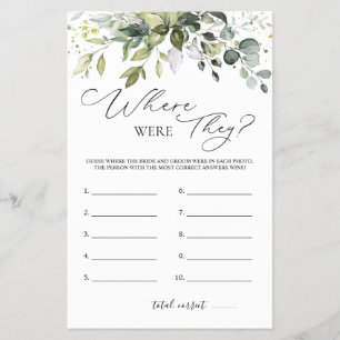 Bridal Shower Game Greenery Where Were They Flyer