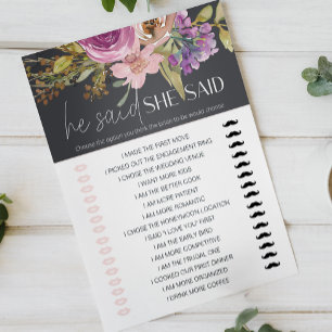 Bridal Shower Game He Said She Said Dusty