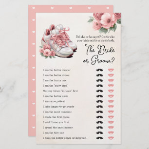Bridal Shower Game He Said She Said Floral Sneaker