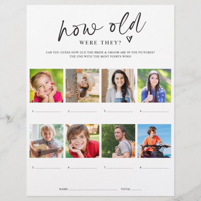 Bridal Shower Game How Old Were They with Photos Flyer (Front)