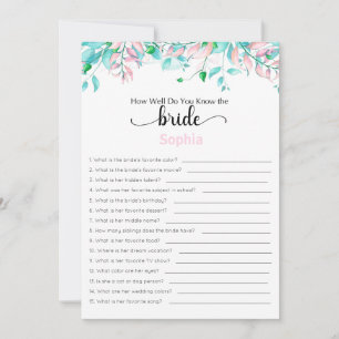 Bridal Shower Game How Well Do You Know The Bride Invitation