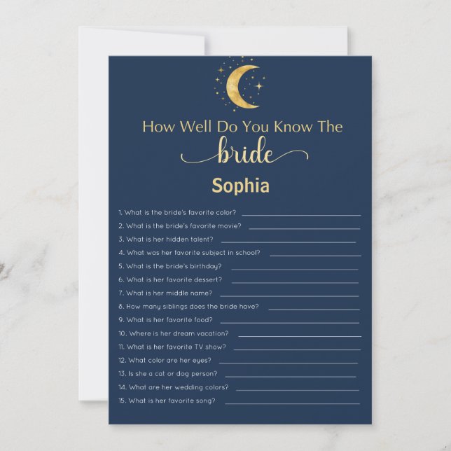 Bridal Shower Game How Well Do You Know The Bride Invitation (Front)