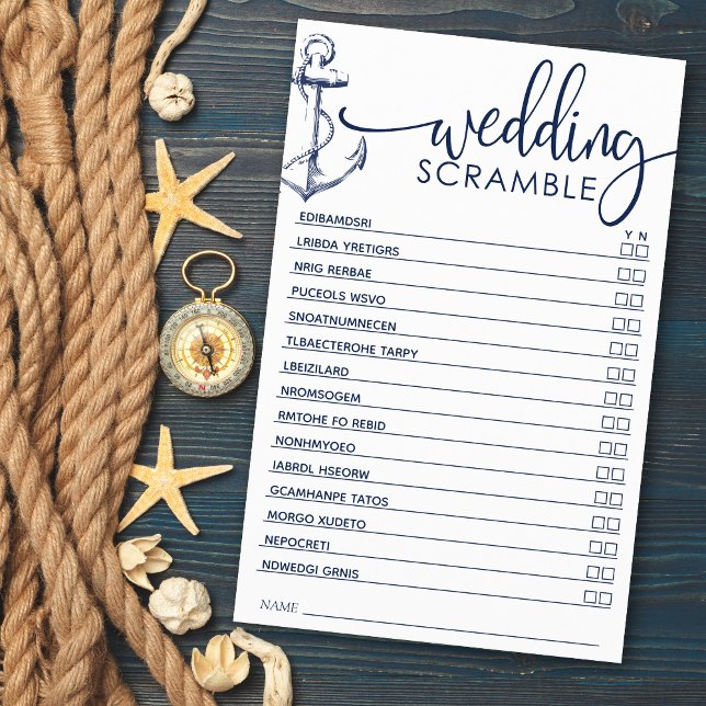 Bridal Shower Game Nautical Anchor Scramble (Creator Uploaded)