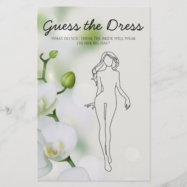 Bridal Shower Game Orchid Flower Guess the Dress Flyer (Front)