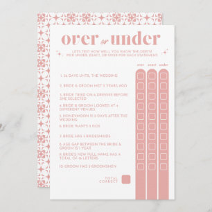 Bridal Shower Game - Over or Under Programme