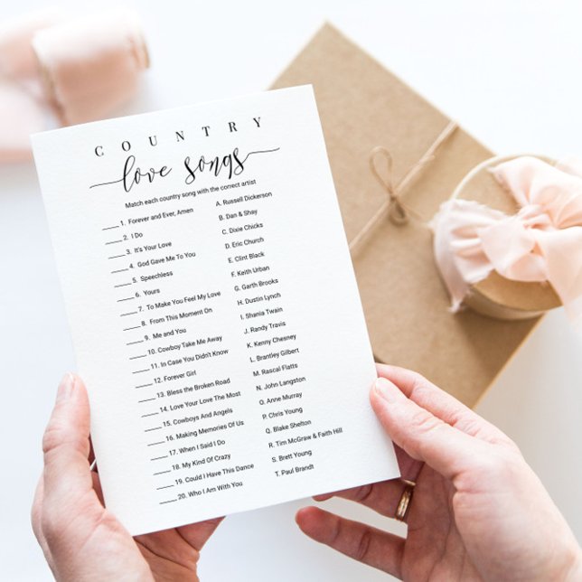 Bridal Shower Game Personalised Country Love Songs Invitation (Creator Uploaded)