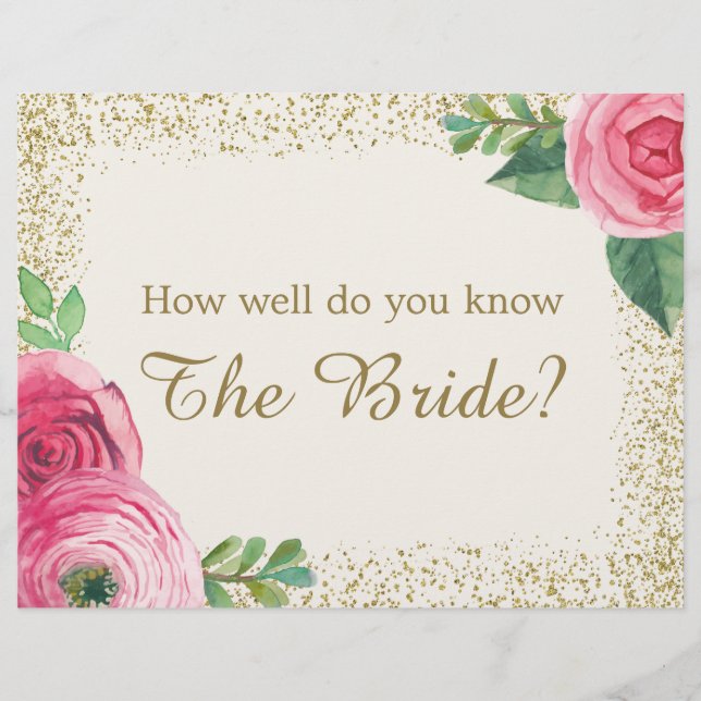 Bridal Shower Game Sign - 8.5x11 (Front)