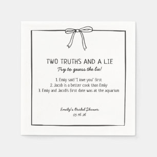 Bridal Shower Game "Two Truths and a Lie" Fun Fact Napkin