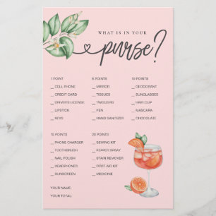 Bridal Shower Game What is in Your Purse?