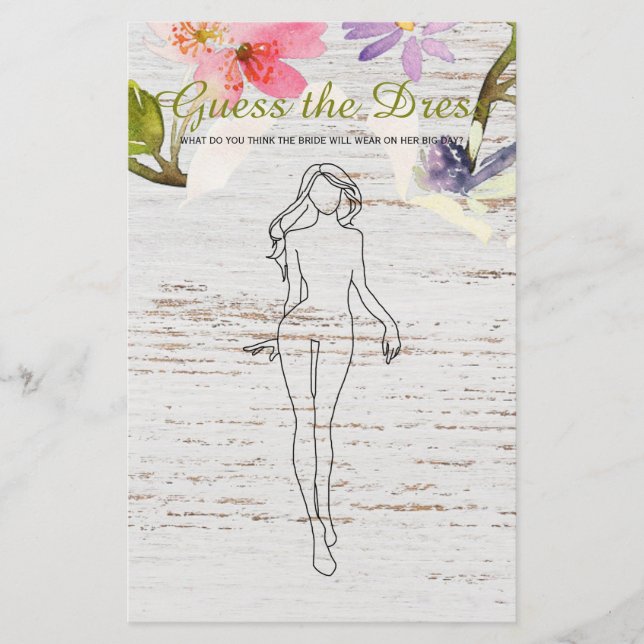 Bridal Shower Game White Wood Pink Guess the Dress Flyer (Front)
