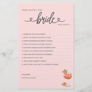 Bridal Shower Game Who Knows the Bride the Best?