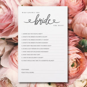 Bridal Shower Game Who Knows the Bride the Best?