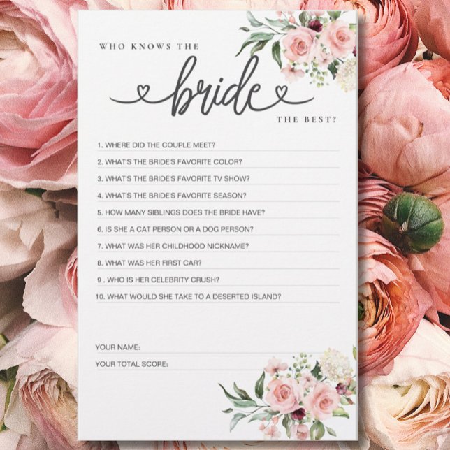 Bridal Shower Game Who Knows the Bride the Best? (Creator Uploaded)